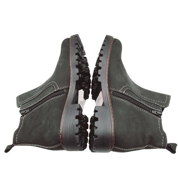 Josef Siebel Charcoal Gray Suede White Stitch Chelsea Boot Lug Sole EU Sz 39 NWT - Picture 7 of 15